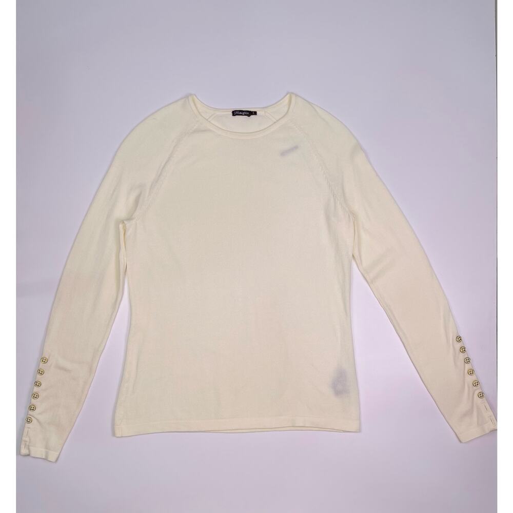 J. McLaughlin Ivory Long Sleeve Button Cuff Top Size S - Picture 5 of 10